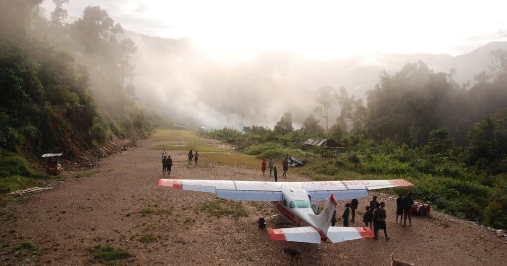Mission Aviation Fellowship floatplane in Papua, Indonesia.