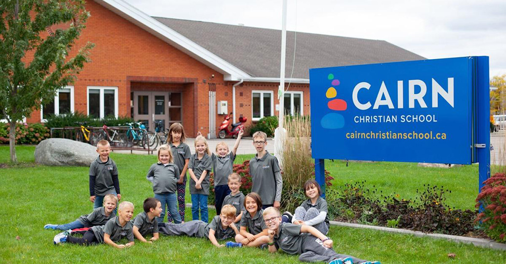 Group of students in front of Cairn Christian School